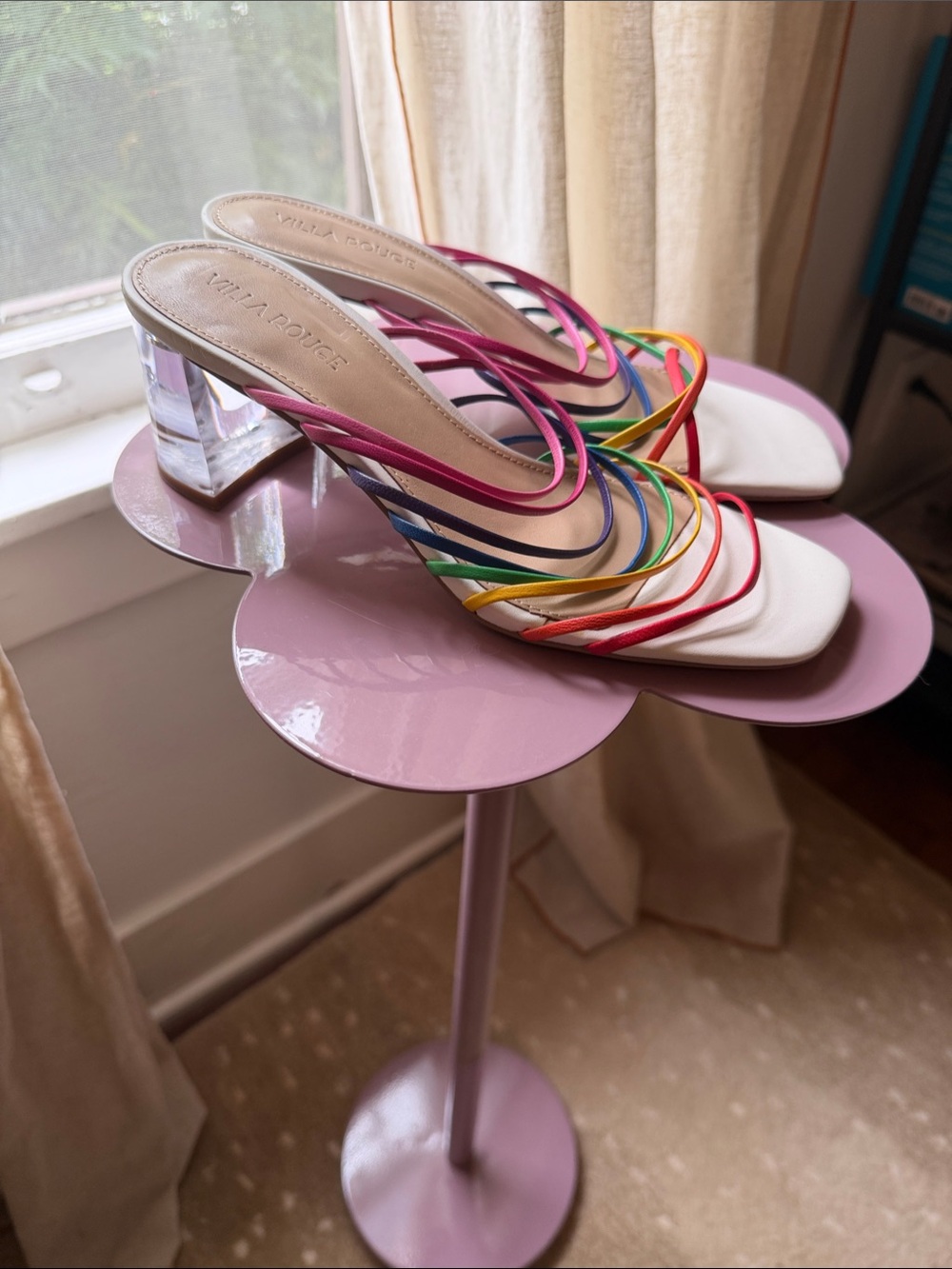NEW Villa Rouge SaS Rainbow Clear Heel Sandals